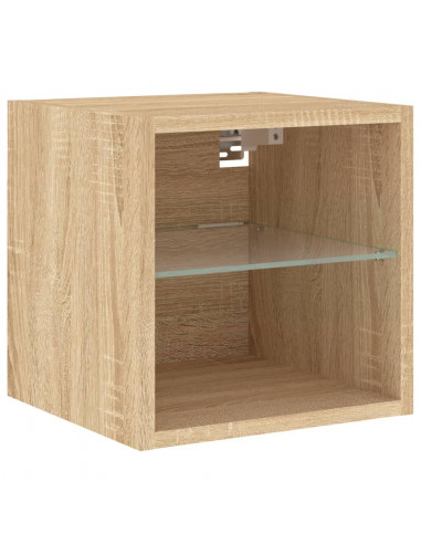 Mobile TV a Parete con Luci LED Rovere Sonoma 30x28,5x30 cm