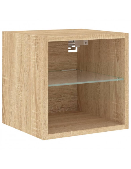 Mobile TV a Parete con Luci LED Rovere Sonoma 30x28,5x30 cm