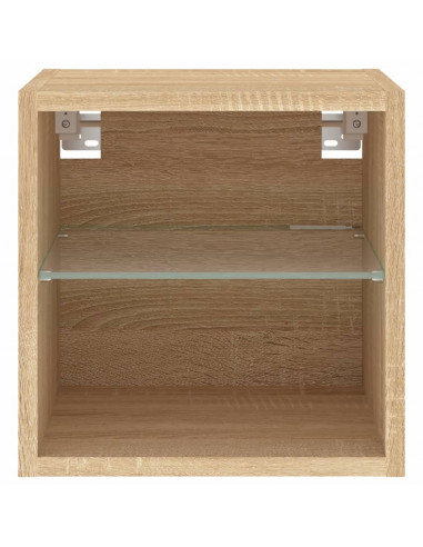 Mobile TV a Parete con Luci LED Rovere Sonoma 30x28,5x30 cm