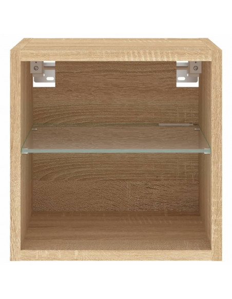 Mobile TV a Parete con Luci LED Rovere Sonoma 30x28,5x30 cm