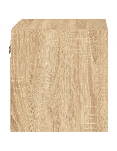 Mobile TV a Parete con Luci LED Rovere Sonoma 30x28,5x30 cm