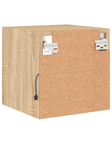 Mobile TV a Parete con Luci LED Rovere Sonoma 30x28,5x30 cm