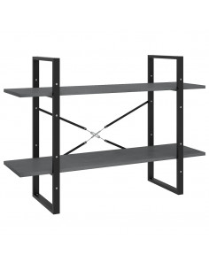 Libreria a 2 Ripiani Grigia 100x30x70 cm in Massello di Pino 2