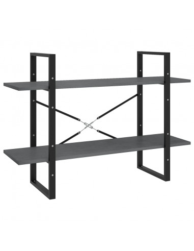 Libreria a 2 Ripiani Grigia 100x30x70 cm in Massello di Pino