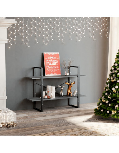 Libreria a 2 Ripiani Grigia 100x30x70 cm in Massello di Pino