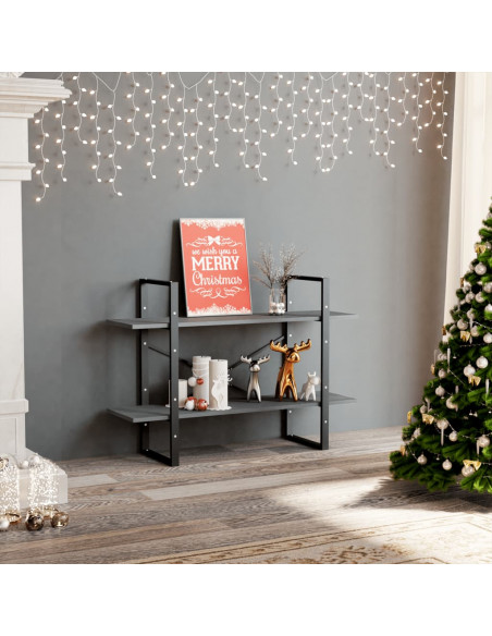 Libreria a 2 Ripiani Grigia 100x30x70 cm in Massello di Pino