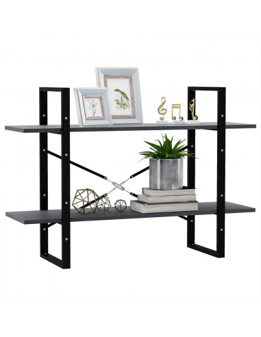 Libreria a 2 Ripiani Grigia 100x30x70 cm in Massello di Pino