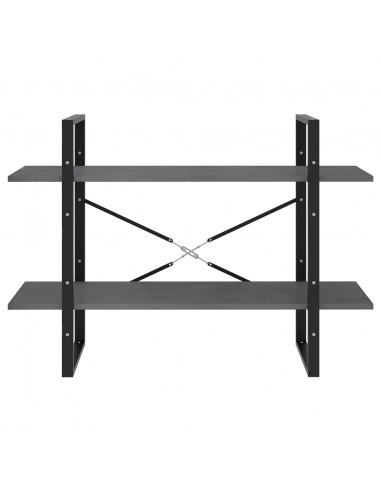 Libreria a 2 Ripiani Grigia 100x30x70 cm in Massello di Pino