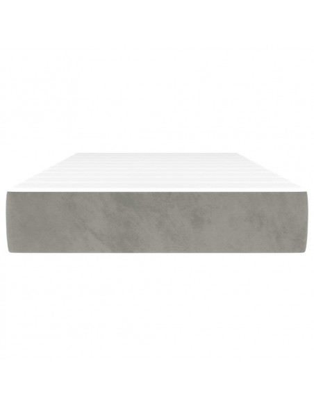 Materasso a Molle Grigio Chiaro 80x200x20 cm in Velluto