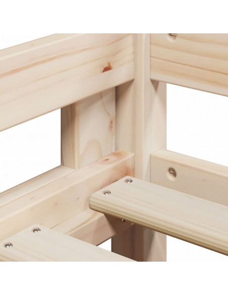 Letto Soppalco con Scala e Tetto 80x200 cm Legno Massello Pino
