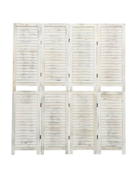 Divisorio a 4 Pannelli Bianco Antico 140x165 cm in Legno