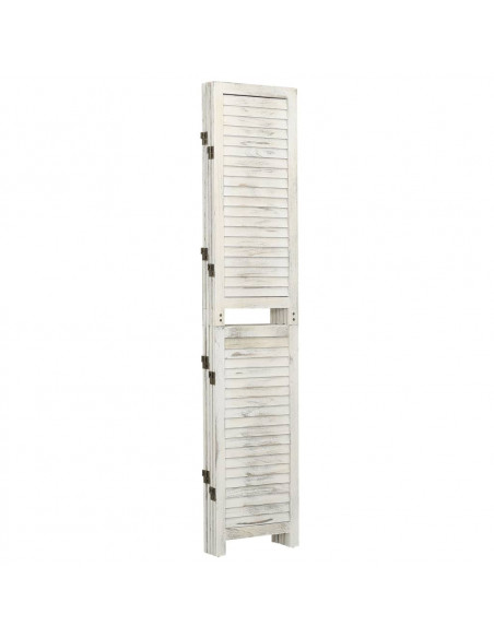 Divisorio a 4 Pannelli Bianco Antico 140x165 cm in Legno
