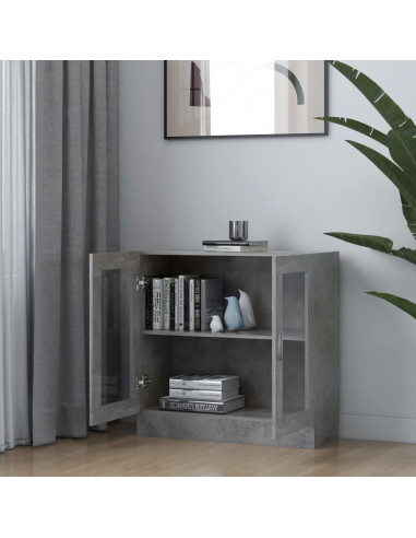 Armadietto Vetrina Grigio Cemento 82,5x30,5x80 cm Multistrato