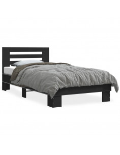 Giroletto Nero 100x200 cm in Legno Multistrato e Metallo 2