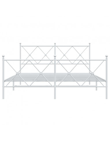 Giroletto con Testiera e Pediera Metallo Bianco 160x200 cm