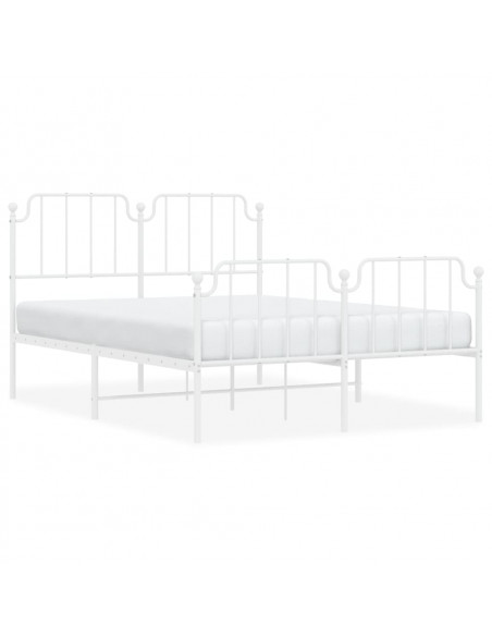 Giroletto con Testiera e Pediera Metallo Bianco 140x190 cm