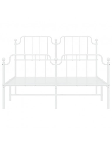 Giroletto con Testiera e Pediera Metallo Bianco 140x190 cm