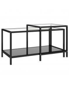 Tavolini 2 pz Neri in Vetro Temperato 2