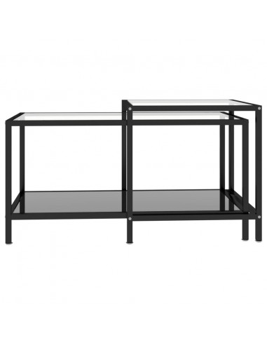 Tavolini 2 pz Neri in Vetro Temperato