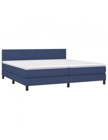 Letto a Molle Materasso e LED Blu 200x200cm in Tessuto