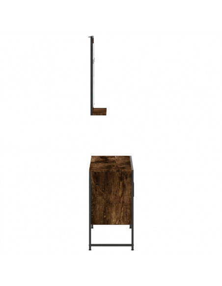 Set Mobili da Bagno 2 pz Rovere Fumo in Legno Multistrato