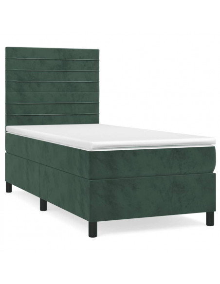 Giroletto a Molle con Materasso Verde Scuro 100x200 cm Velluto