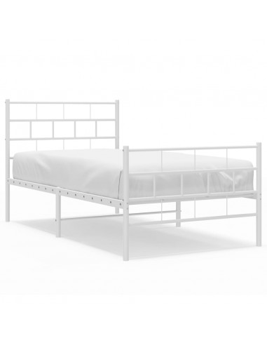 Giroletto con Testiera e Pediera Metallo Bianco 90x200 cm