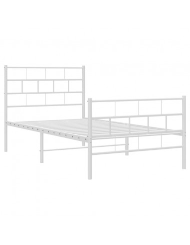 Giroletto con Testiera e Pediera Metallo Bianco 90x200 cm