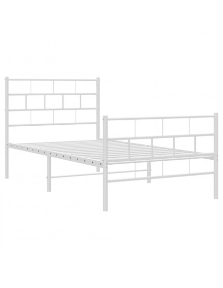 Giroletto con Testiera e Pediera Metallo Bianco 90x200 cm