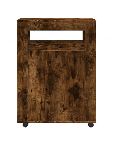 Mobile da Bagno Stretto con Ruote Rovere Fumo in Truciolato