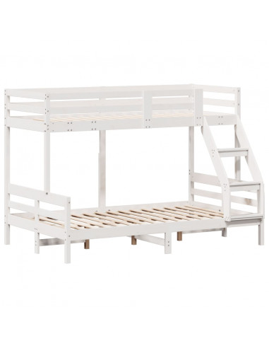 Letto a Castello 80x200/120x200cm Bianco Legno Massello di Pino