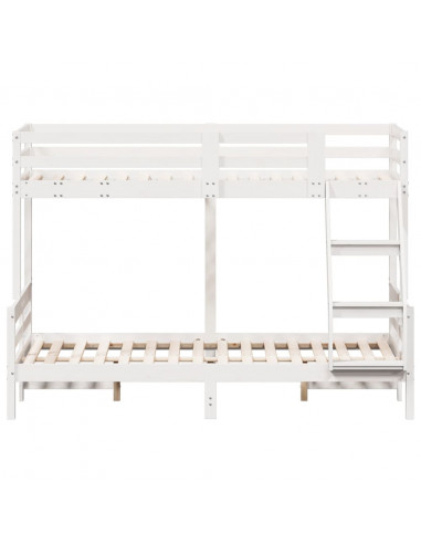 Letto a Castello 80x200/120x200cm Bianco Legno Massello di Pino