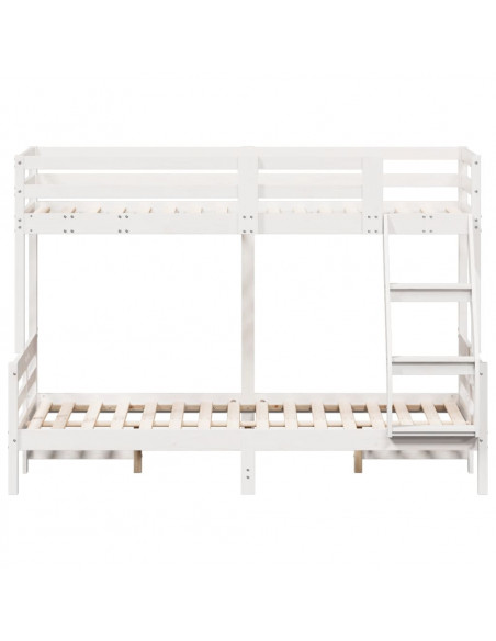 Letto a Castello 80x200/120x200cm Bianco Legno Massello di Pino