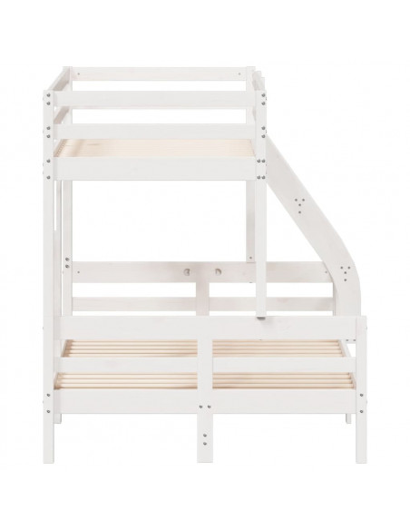 Letto a Castello 80x200/120x200cm Bianco Legno Massello di Pino