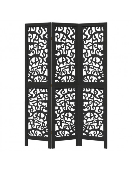 Divisorio Ambienti 3 Pannelli Nero Legno Massello di Paulownia