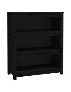 Libreria Nera 80x35x97 cm in Legno Massello di Pino 2