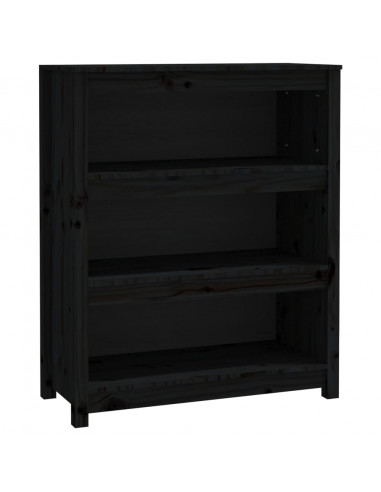 Libreria Nera 80x35x97 cm in Legno Massello di Pino