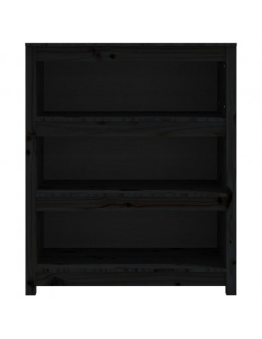 Libreria Nera 80x35x97 cm in Legno Massello di Pino