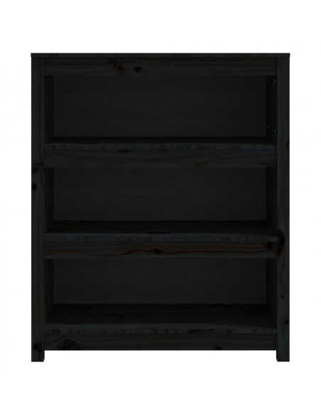 Libreria Nera 80x35x97 cm in Legno Massello di Pino