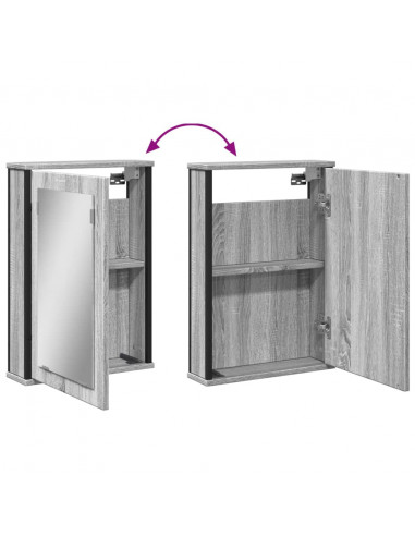 Mobile Specchio da Bagno Grigio Sonoma 42x12x60 cm Multistrato