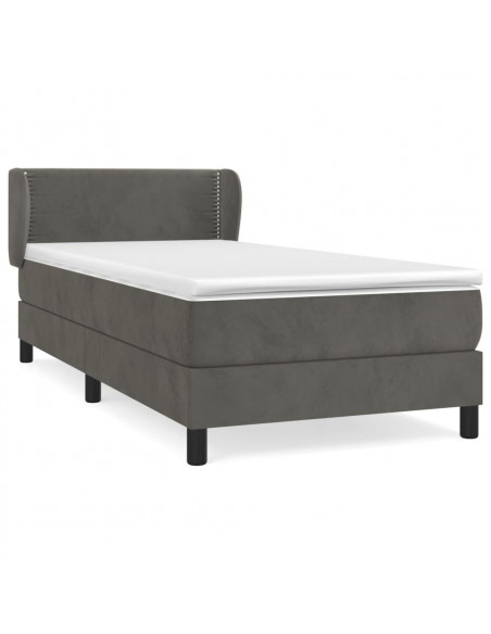 Giroletto a Molle con Materasso Grigio Scuro 100x200 cm Velluto