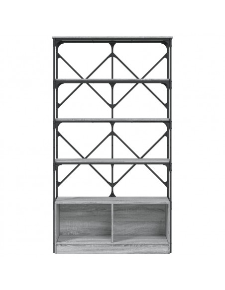 Libreria Grigio Sonoma 100x26x180cm Legno Multistrato e Metallo