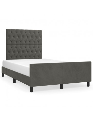 Giroletto con Testiera Grigio Scuro 120x190 cm in Velluto