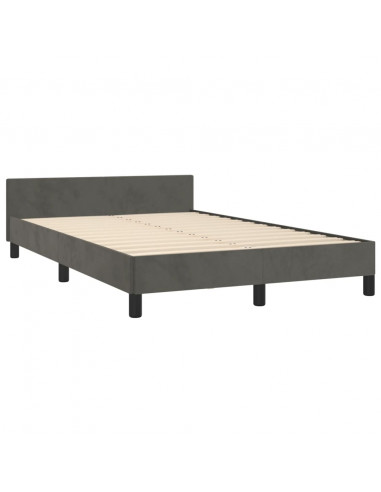 Giroletto con Testiera Grigio Scuro 120x190 cm in Velluto