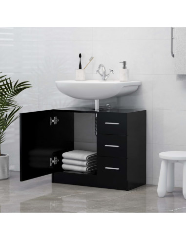Mobile Sottolavabo Nero 63x30x54 cm in Legno Multistrato
