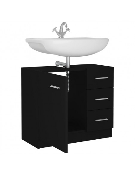 Mobile Sottolavabo Nero 63x30x54 cm in Legno Multistrato