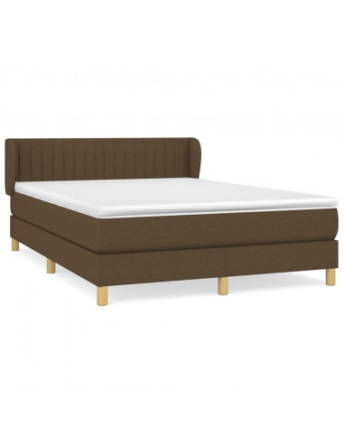 Giroletto a Molle con Materasso Marrone Scuro 140x200cm Tessuto