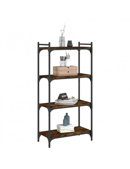 Libreria a 4 Ripiani Rovere Fumo 60x30x120 cm Legno Multistrato