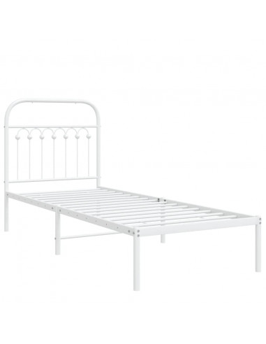 Giroletto con Testiera Metallo Bianco 80x200 cm