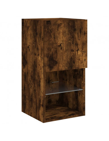 Mobili TV a Muro 4pz con Luci LED Rovere Fumo